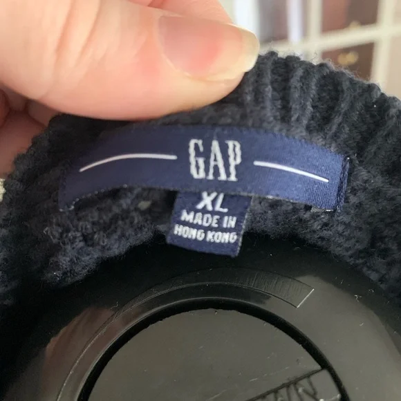 GAP beautiful knit cardigan in navy large snap buttons Fishermancore - Picture 5 of 6